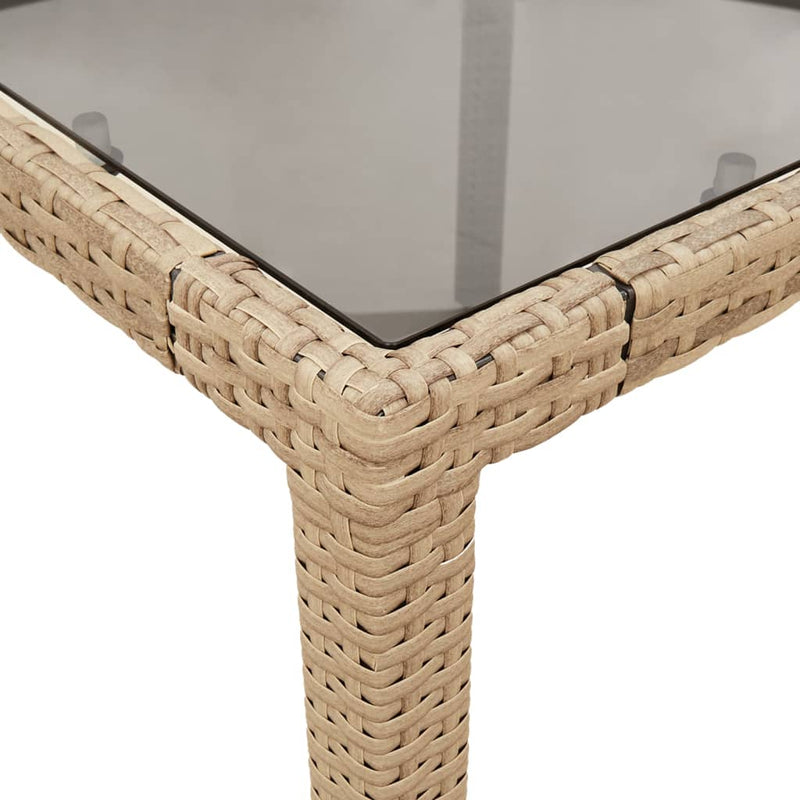 vidaXL bézs polyrattan üveglapos kerti asztal 150 x 90 x 75 cm