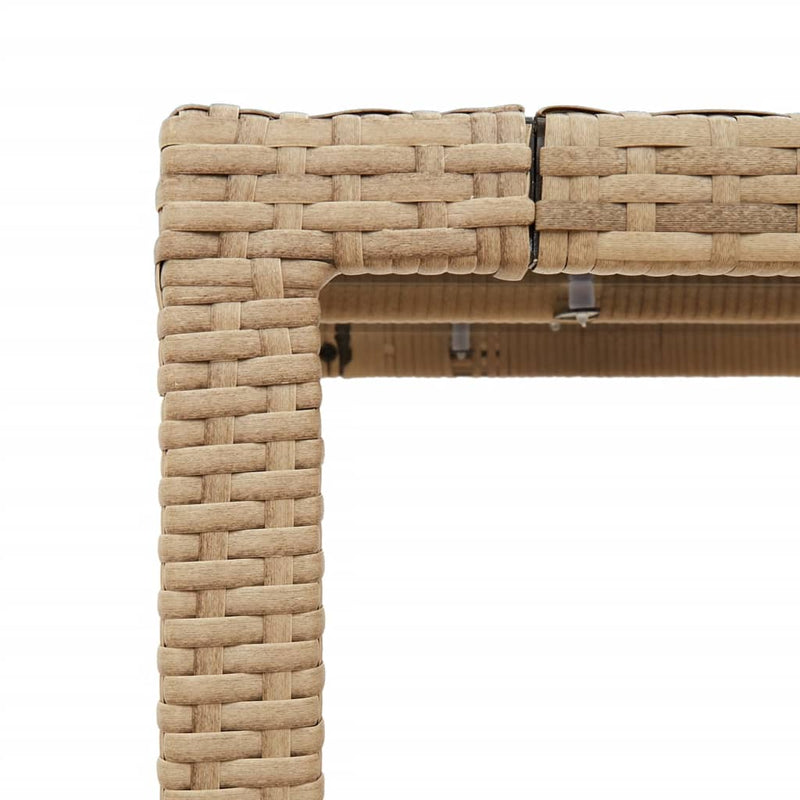 vidaXL bézs polyrattan üveglapos kerti asztal 150 x 90 x 75 cm