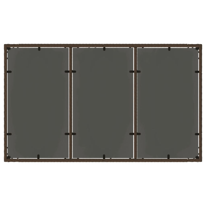 vidaXL barna polyrattan üveglapos kerti asztal 150 x 90 x 75 cm