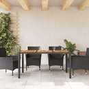 vidaXL fekete polyrattan kerti asztal akácfa lappal 150 x 90 x 75 cm