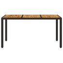 vidaXL fekete polyrattan kerti asztal akácfa lappal 150 x 90 x 75 cm