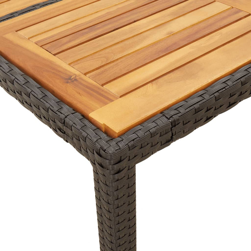 vidaXL fekete polyrattan kerti asztal akácfa lappal 150 x 90 x 75 cm