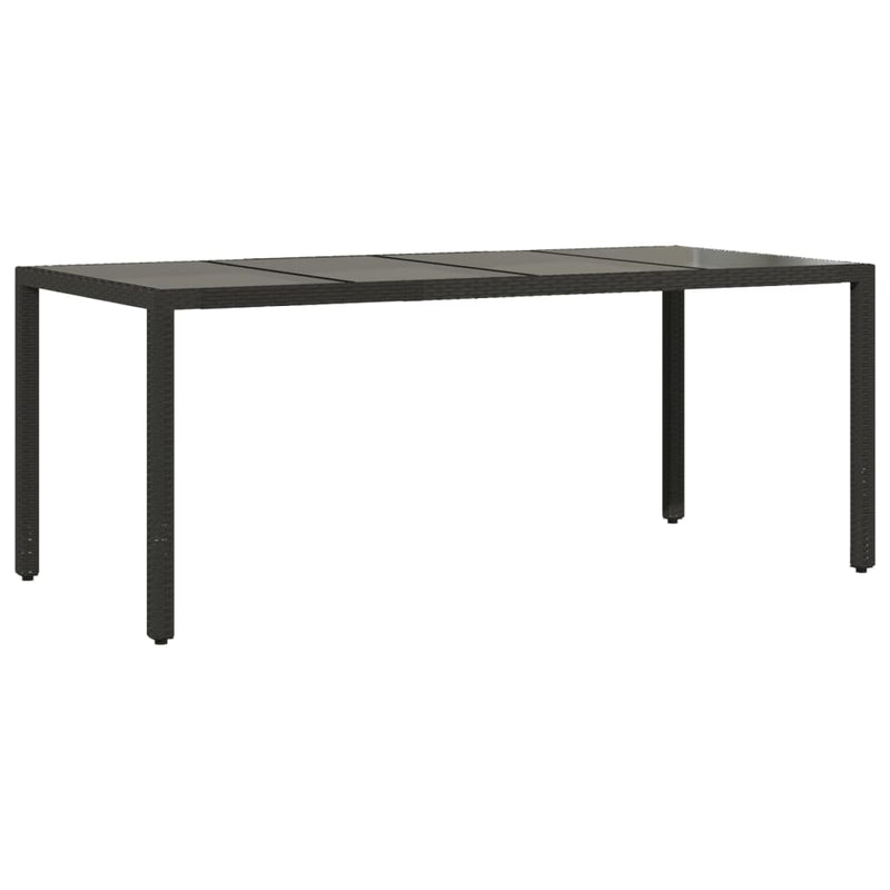 vidaXL fekete polyrattan üveglapos kerti asztal 190 x 90 x 75 cm