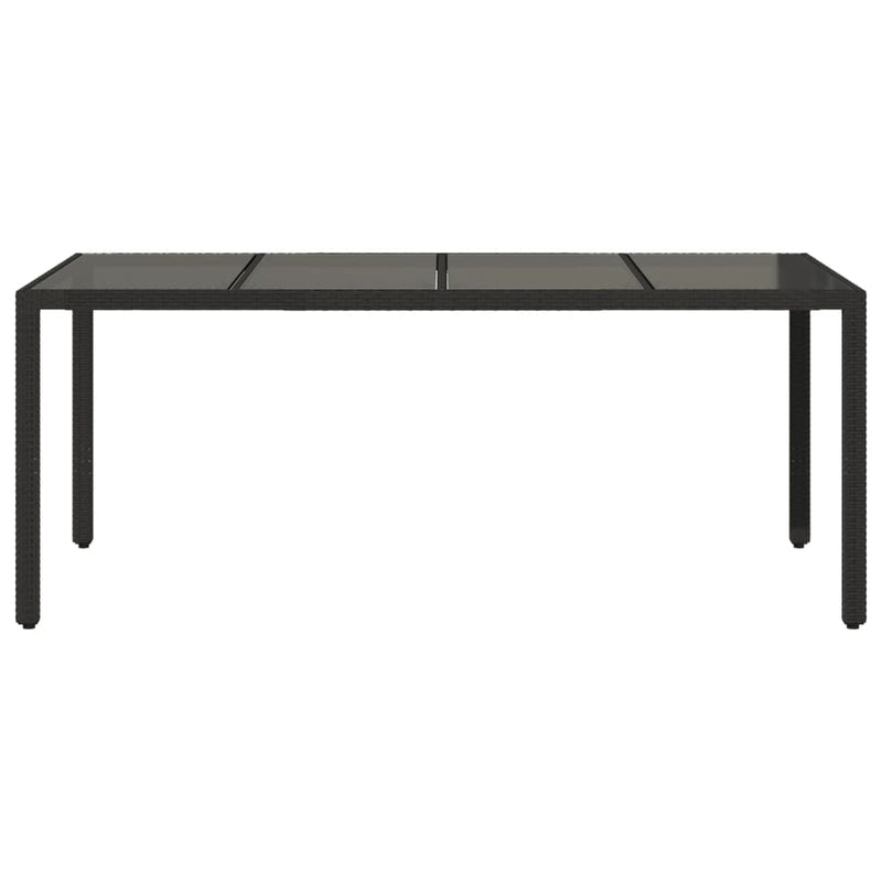 vidaXL fekete polyrattan üveglapos kerti asztal 190 x 90 x 75 cm