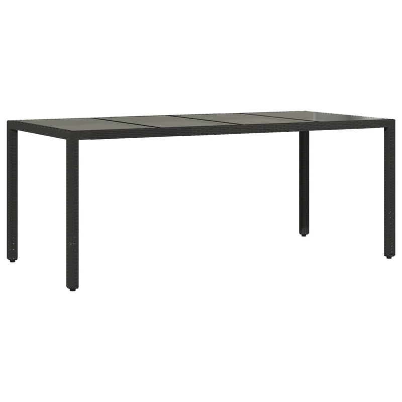 vidaXL fekete polyrattan üveglapos kerti asztal 190 x 90 x 75 cm
