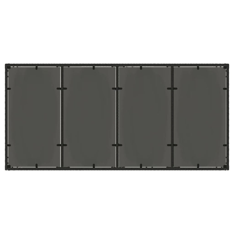 vidaXL fekete polyrattan üveglapos kerti asztal 190 x 90 x 75 cm