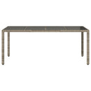 vidaXL szürke polyrattan üveglapos kerti asztal 190 x 90 x 75 cm