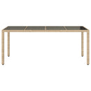 vidaXL bézs polyrattan üveglapos kerti asztal 190 x 90 x 75 cm