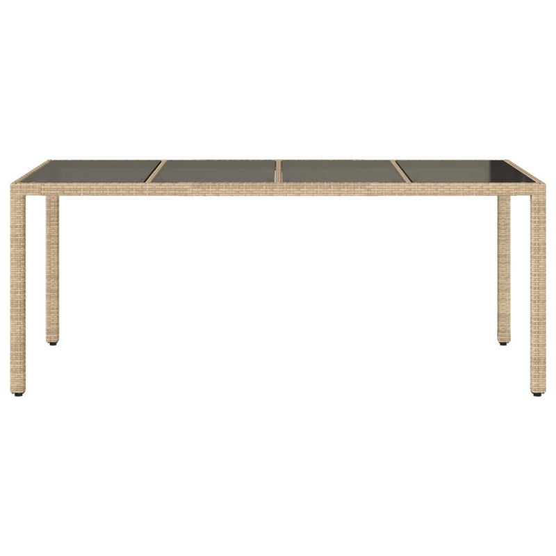 vidaXL bézs polyrattan üveglapos kerti asztal 190 x 90 x 75 cm