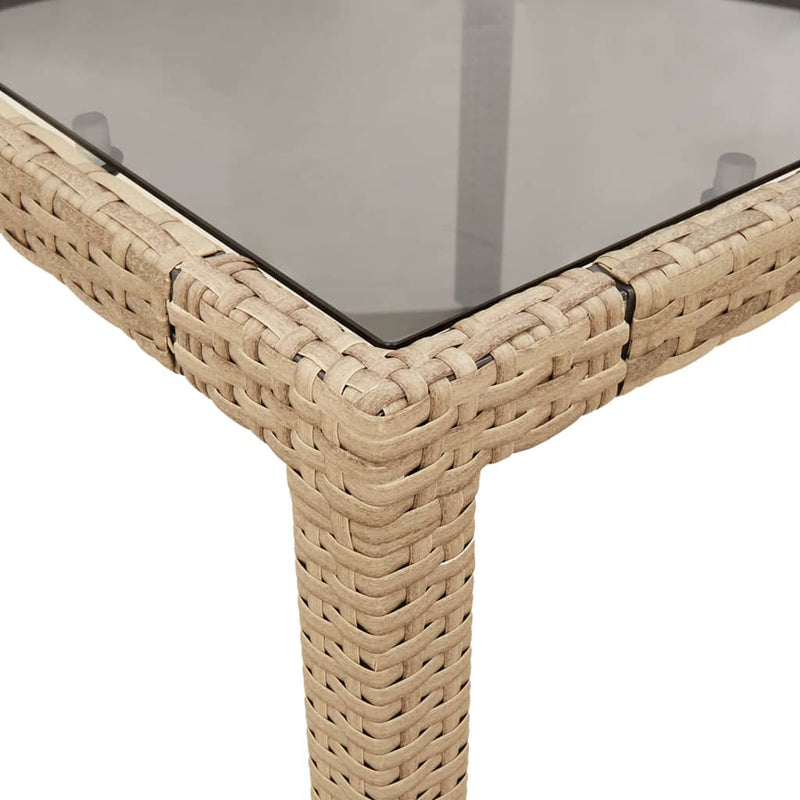 vidaXL bézs polyrattan üveglapos kerti asztal 190 x 90 x 75 cm