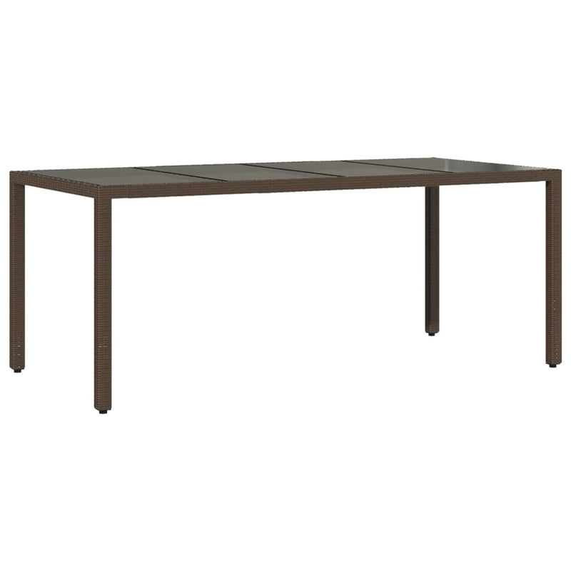 vidaXL barna polyrattan üveglapos kerti asztal 190 x 90 x 75 cm