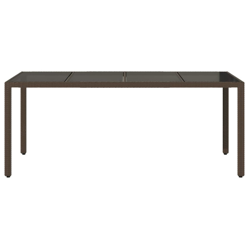 vidaXL barna polyrattan üveglapos kerti asztal 190 x 90 x 75 cm