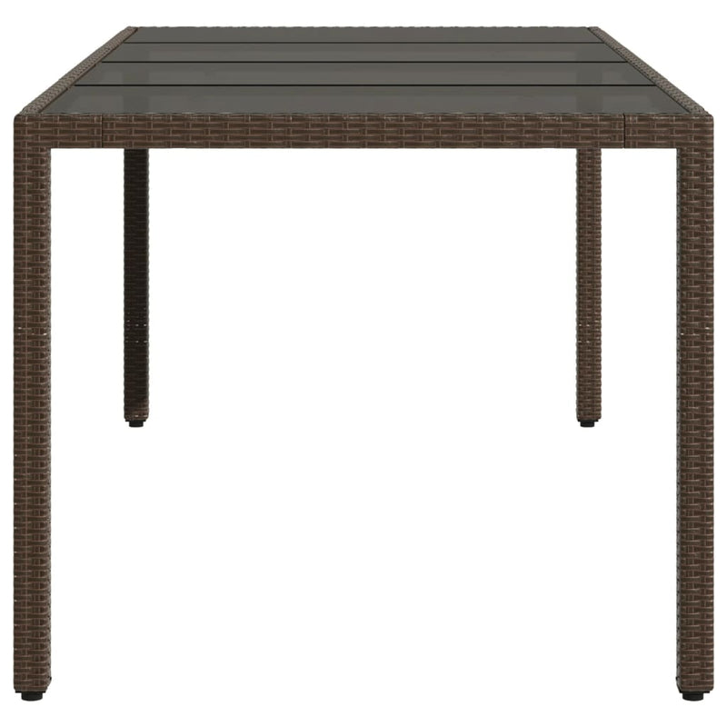 vidaXL barna polyrattan üveglapos kerti asztal 190 x 90 x 75 cm