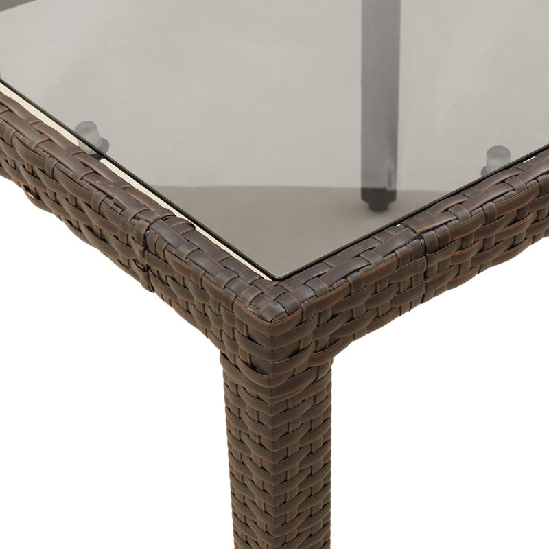 vidaXL barna polyrattan üveglapos kerti asztal 190 x 90 x 75 cm