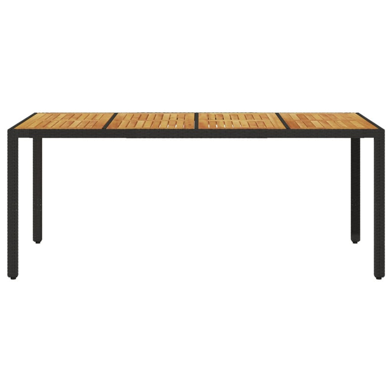 vidaXL fekete polyrattan kerti asztal akácfa lappal 190 x 90 x 75 cm