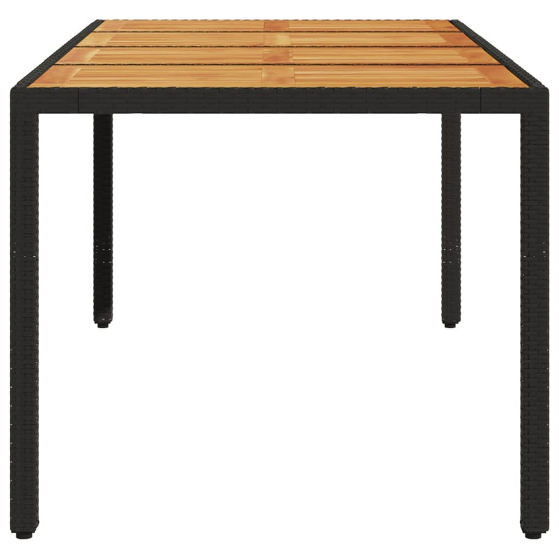 vidaXL fekete polyrattan kerti asztal akácfa lappal 190 x 90 x 75 cm