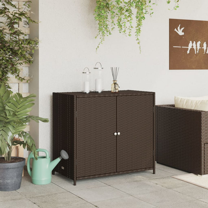 vidaXL barna polyrattan kerti tárolószekrény 83x45x76 cm