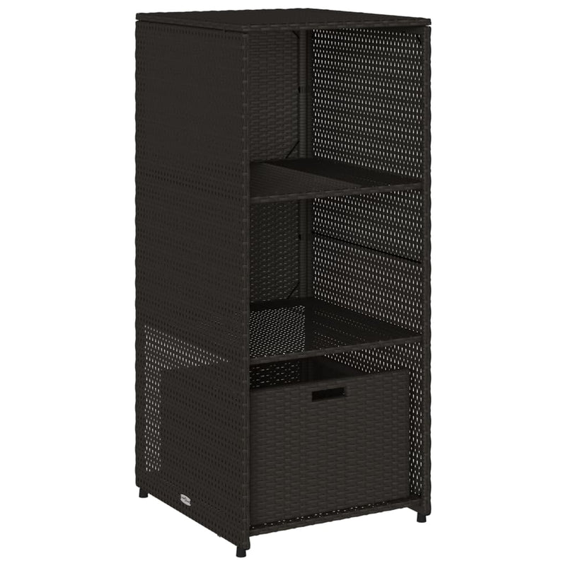 vidaXL fekete polyrattan kerti tárolószekrény 50 x 55 x 115 cm