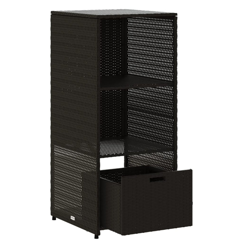 vidaXL fekete polyrattan kerti tárolószekrény 50 x 55 x 115 cm