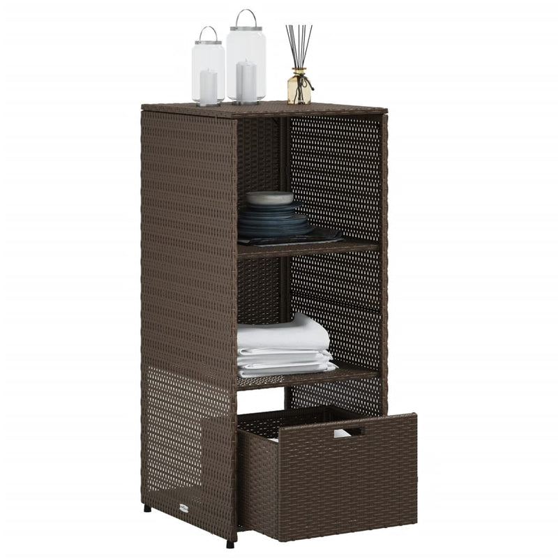 vidaXL barna polyrattan kerti tárolószekrény 50 x 55 x 115 cm