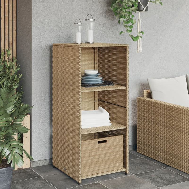 vidaXL bézs polyrattan kerti tárolószekrény 50 x 55 x 115 cm