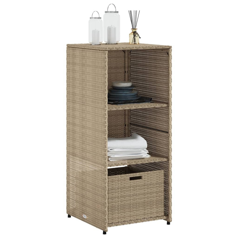 vidaXL bézs polyrattan kerti tárolószekrény 50 x 55 x 115 cm