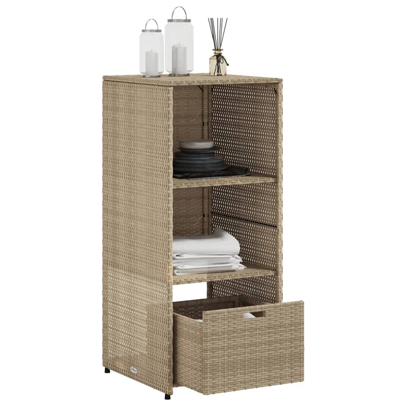 vidaXL bézs polyrattan kerti tárolószekrény 50 x 55 x 115 cm