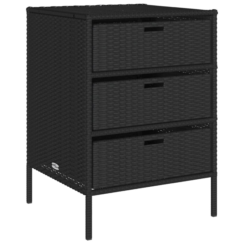 vidaXL fekete polyrattan kerti tárolószekrény 55 x 59 x 80 cm