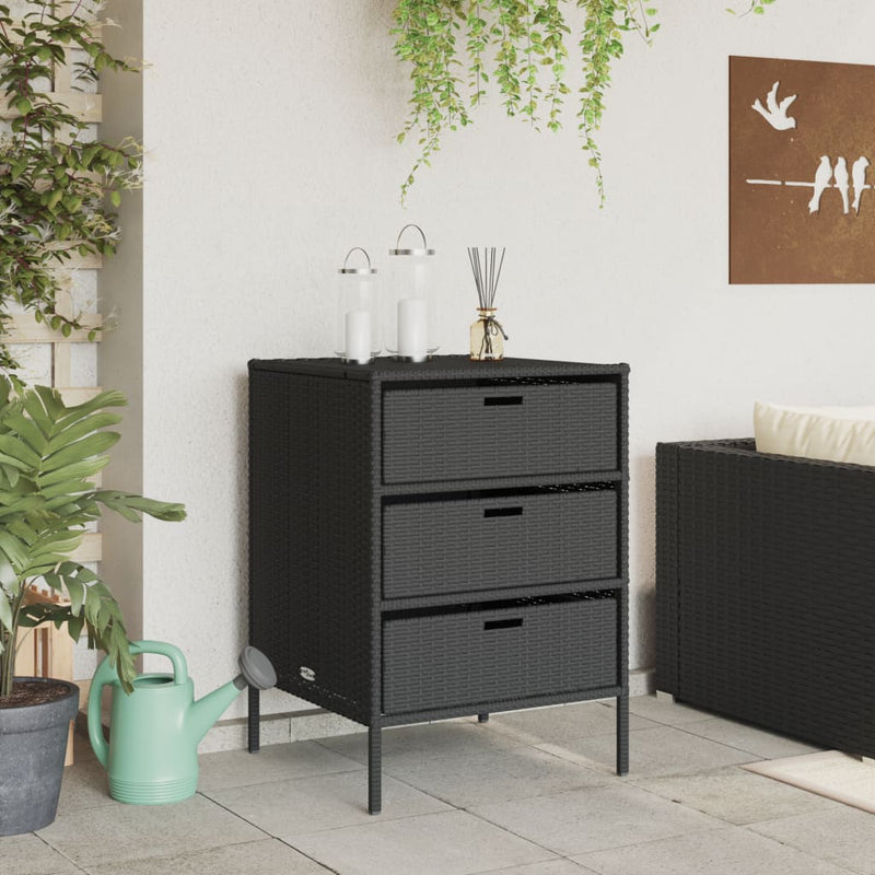vidaXL fekete polyrattan kerti tárolószekrény 55 x 59 x 80 cm