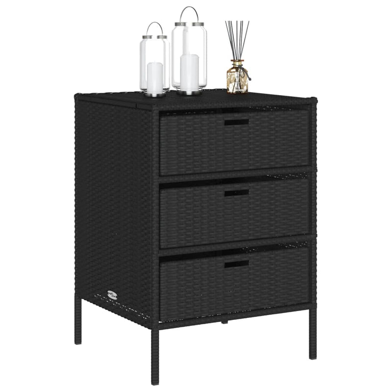 vidaXL fekete polyrattan kerti tárolószekrény 55 x 59 x 80 cm