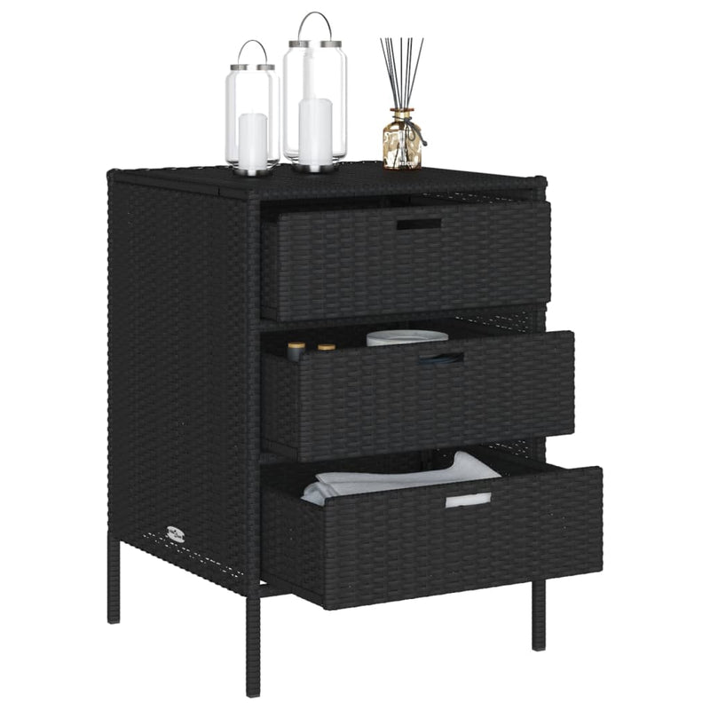 vidaXL fekete polyrattan kerti tárolószekrény 55 x 59 x 80 cm