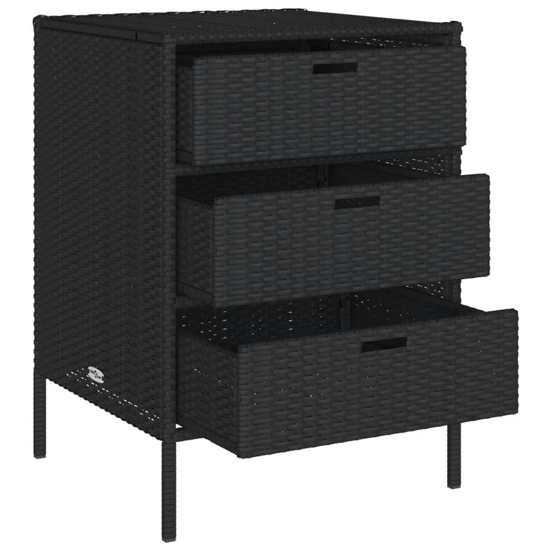 vidaXL fekete polyrattan kerti tárolószekrény 55 x 59 x 80 cm