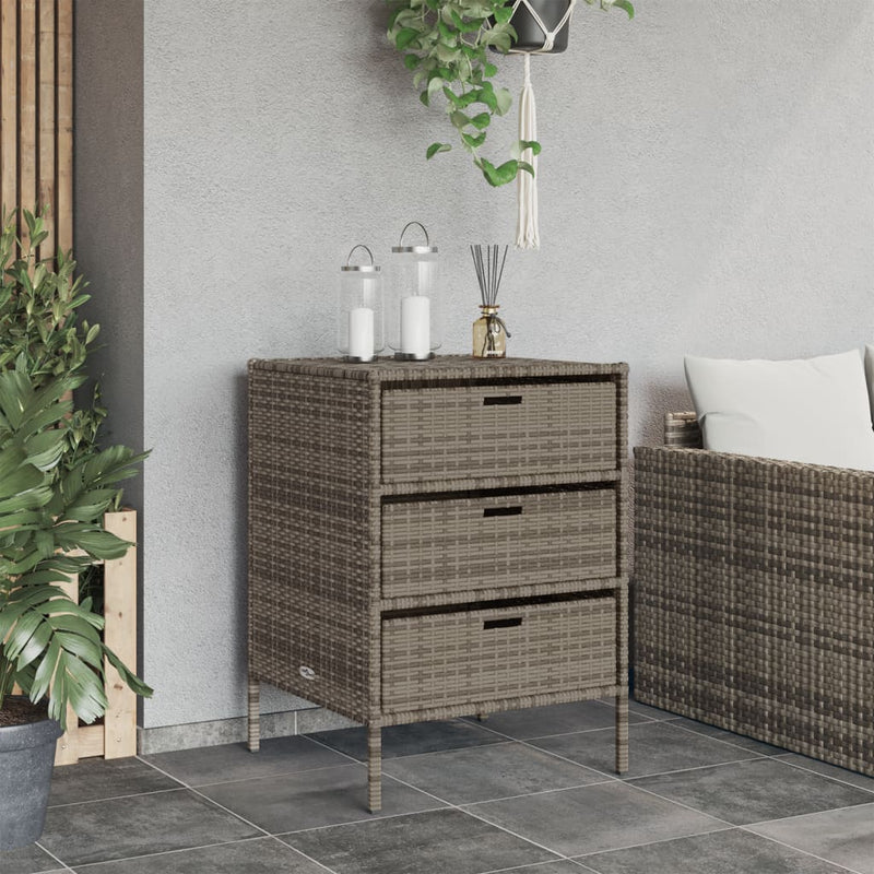 vidaXL szürke polyrattan kerti tárolószekrény 55 x 59 x 80 cm