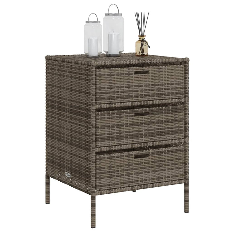 vidaXL szürke polyrattan kerti tárolószekrény 55 x 59 x 80 cm