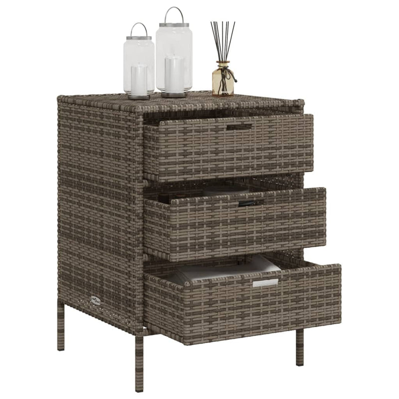 vidaXL szürke polyrattan kerti tárolószekrény 55 x 59 x 80 cm