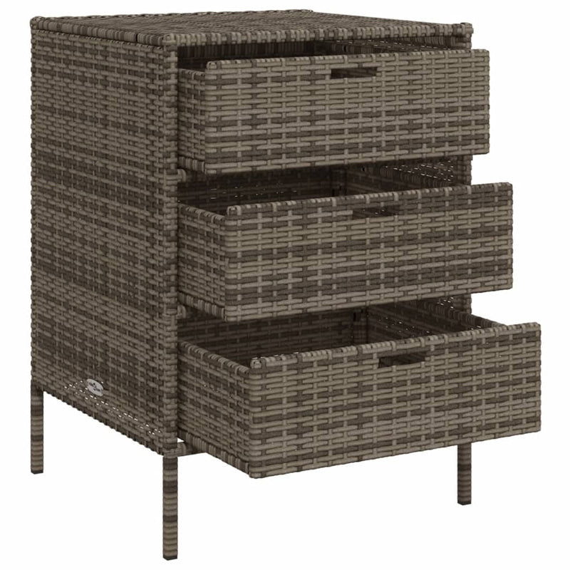 vidaXL szürke polyrattan kerti tárolószekrény 55 x 59 x 80 cm