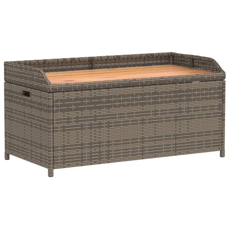 vidaXL szürke polyrattan és akácfa tárolópad 100 x 50 x 52 cm