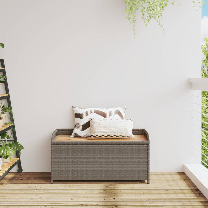 vidaXL szürke polyrattan és akácfa tárolópad 100 x 50 x 52 cm