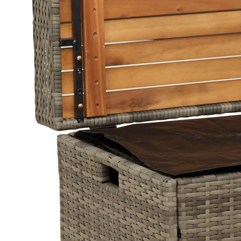 vidaXL szürke polyrattan és akácfa tárolópad 100 x 50 x 52 cm