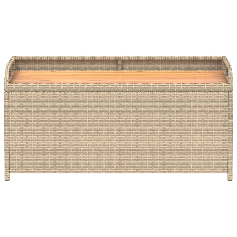 vidaXL bézs polyrattan és akácfa tárolópad 100 x 50 x 52 cm