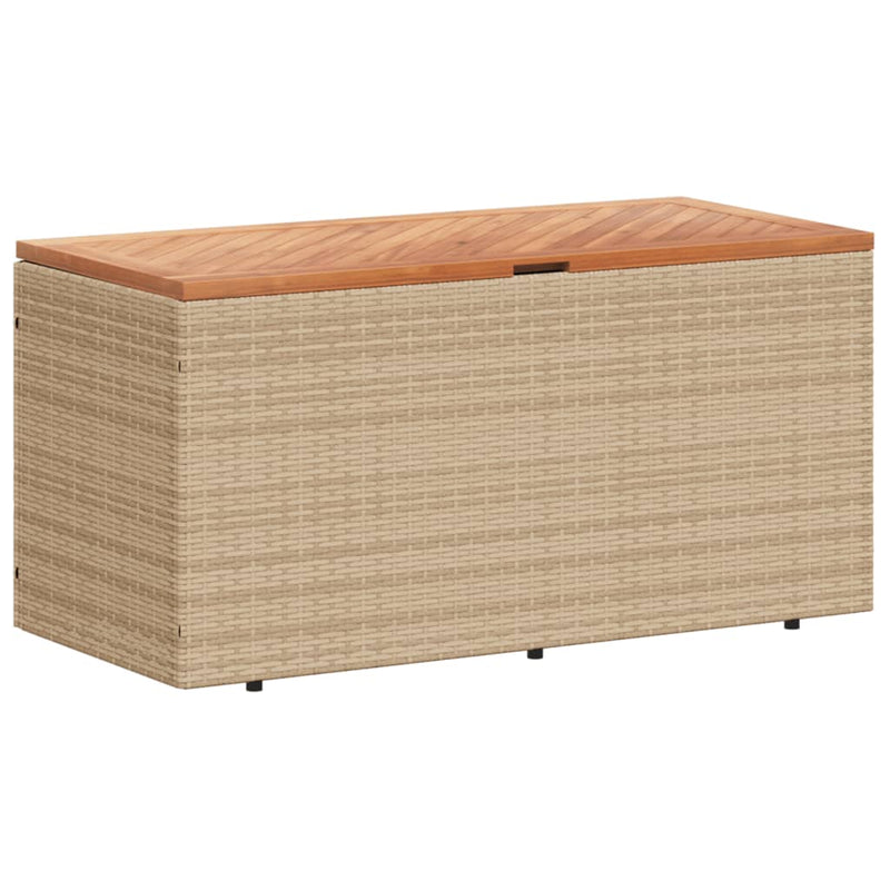 vidaXL bézs polyrattan és akácfa kerti tárolóláda 110 x 50 x 54 cm