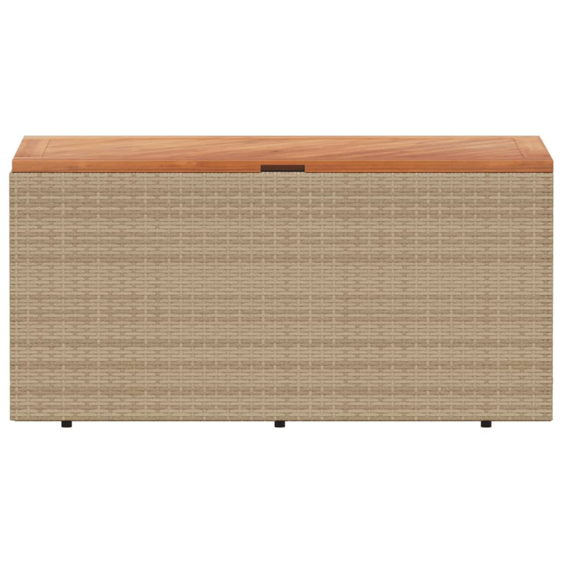 vidaXL bézs polyrattan és akácfa kerti tárolóláda 110 x 50 x 54 cm