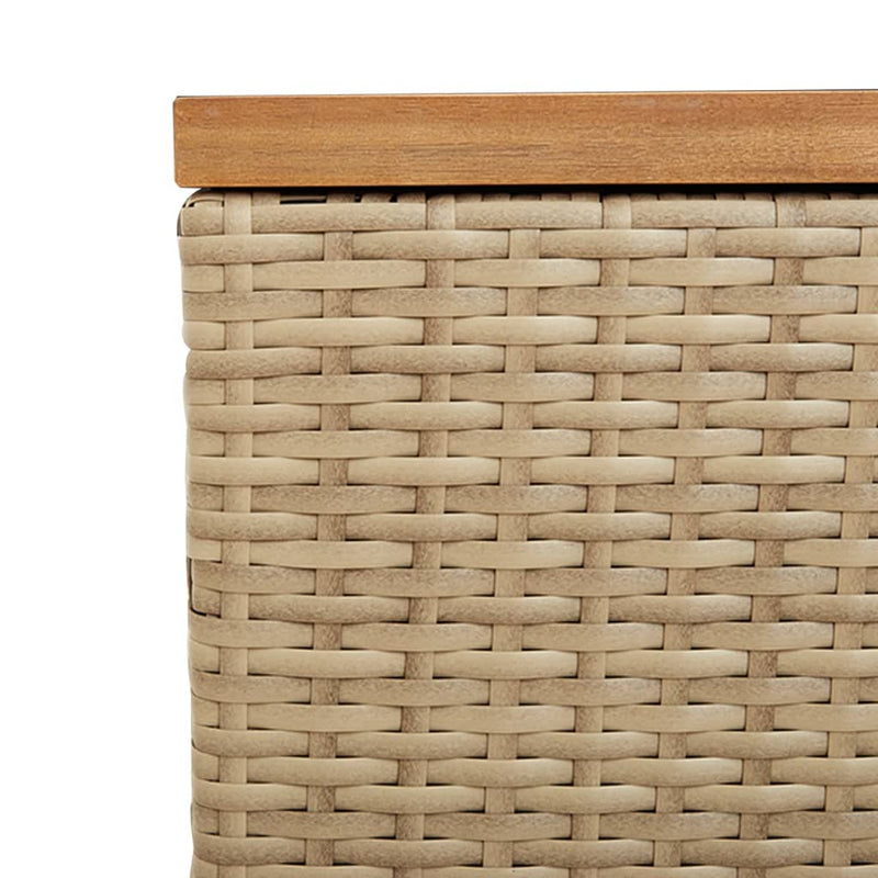 vidaXL bézs polyrattan és akácfa kerti tárolóláda 110 x 50 x 54 cm