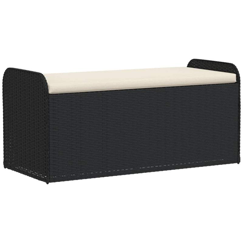 vidaXL fekete polyrattan tárolópad párnával 115 x 51 x 52 cm