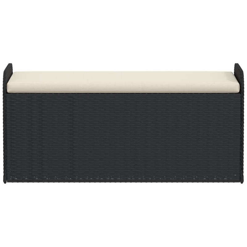 vidaXL fekete polyrattan tárolópad párnával 115 x 51 x 52 cm