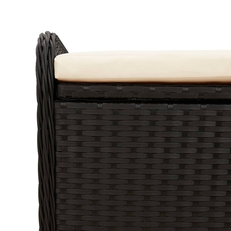 vidaXL fekete polyrattan tárolópad párnával 115 x 51 x 52 cm