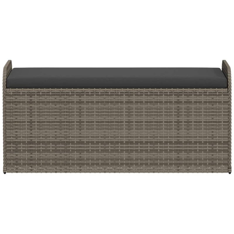 vidaXL szürke polyrattan tárolópad párnával 115 x 51 x 52 cm