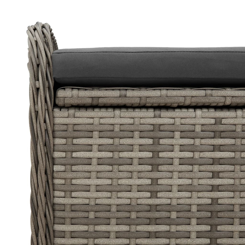 vidaXL szürke polyrattan tárolópad párnával 115 x 51 x 52 cm