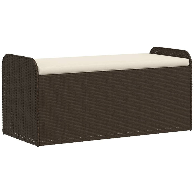 vidaXL barna polyrattan tárolópad párnával 115 x 51 x 52 cm