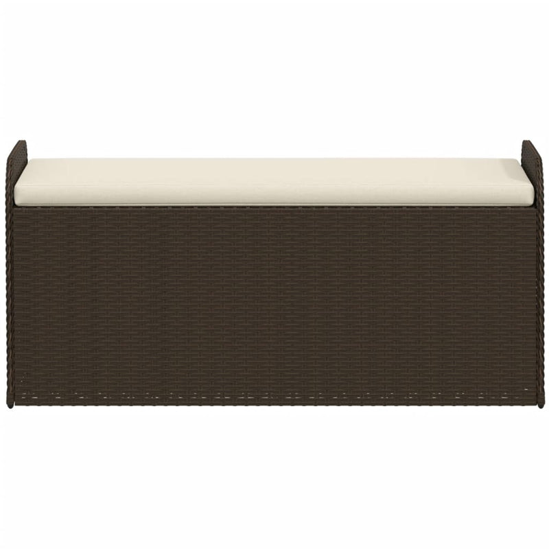 vidaXL barna polyrattan tárolópad párnával 115 x 51 x 52 cm